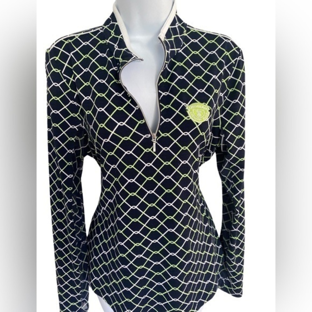 Nivo UPF 50 Quarter Zip Top - M black white , green accent nylon spandex